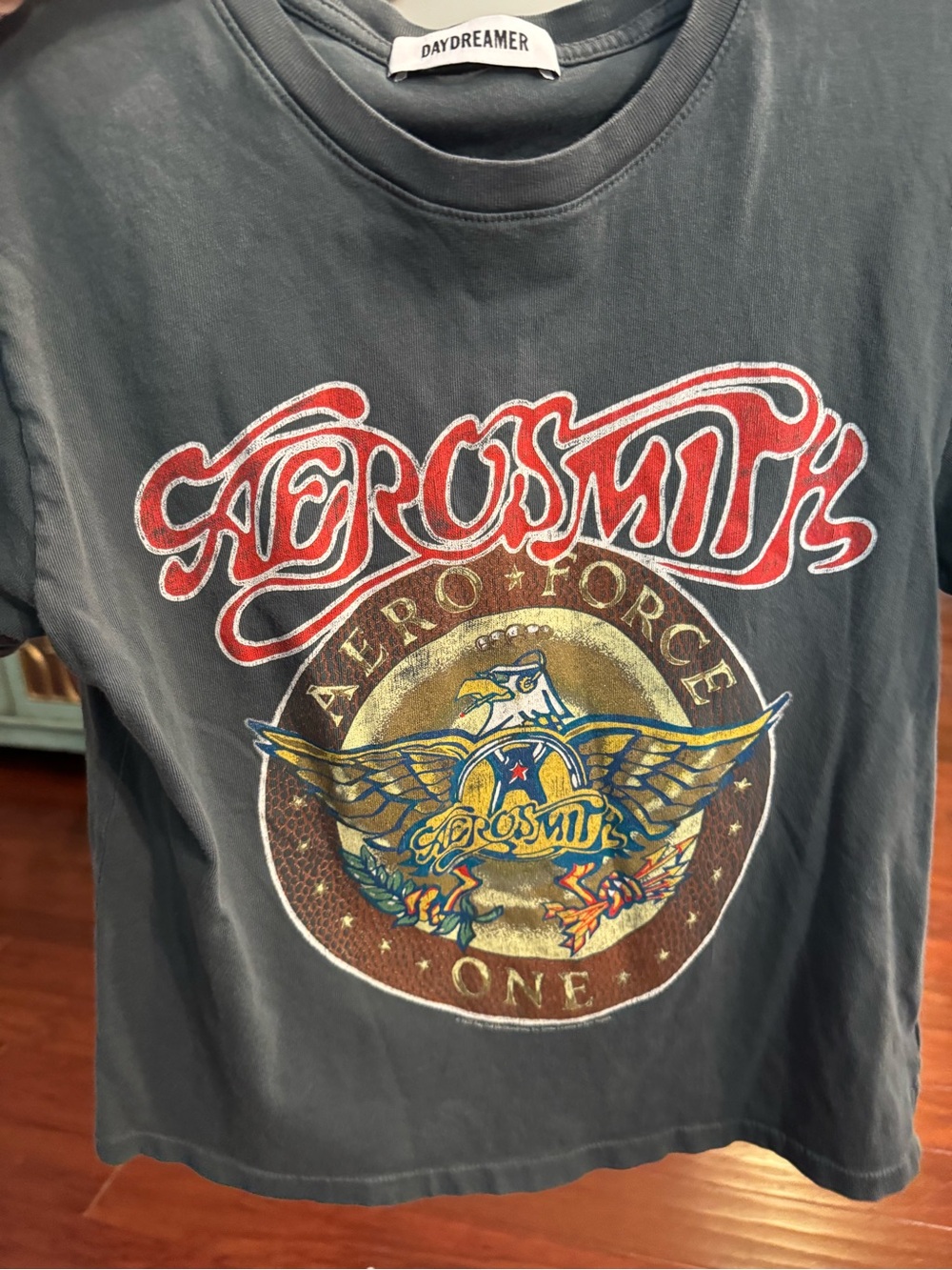 Daydreamer Charcoal Tee with Red & Gold Aerosmith Graphic